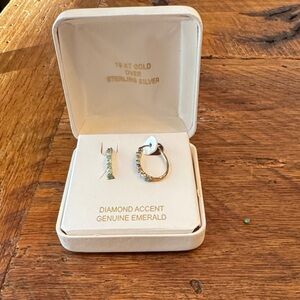 Emerald and Diamond Accent Earrings